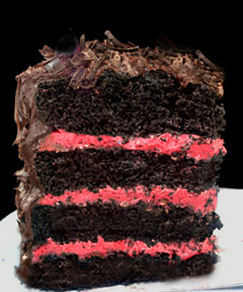 One Bowl Deep Dark Chocolate Cake with Jordan Almond Ganache and  Fresh Raspberry Buttercream
