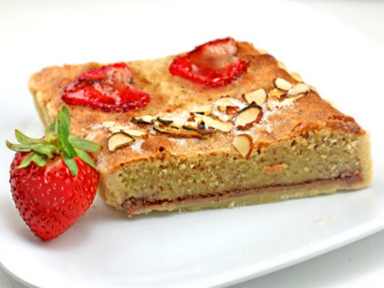Strawberry Vanilla Bean Almond Pudding Cake