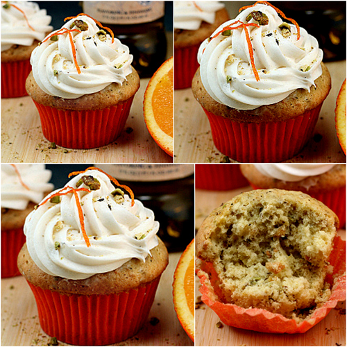 Orange Pistachio Olive Oil Cupcakes with Whipped White Chocolate Cream Cheese Frosting