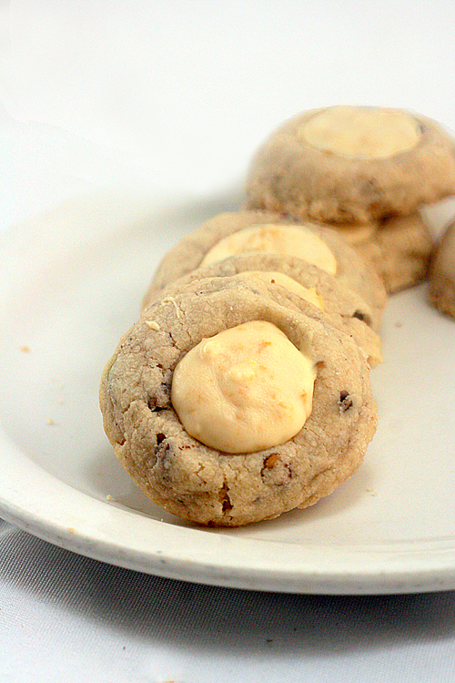 Butter Pecan White Chocolate Crunch Thumbprint Cookies