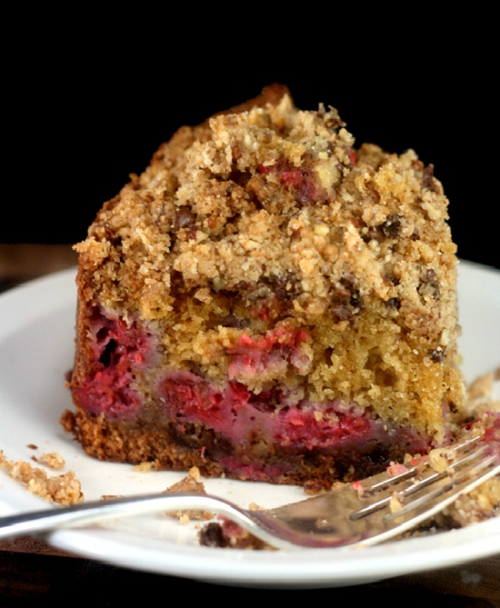 Raspberry Brown Butter Pecan Chocolate Chip Streusel Cake